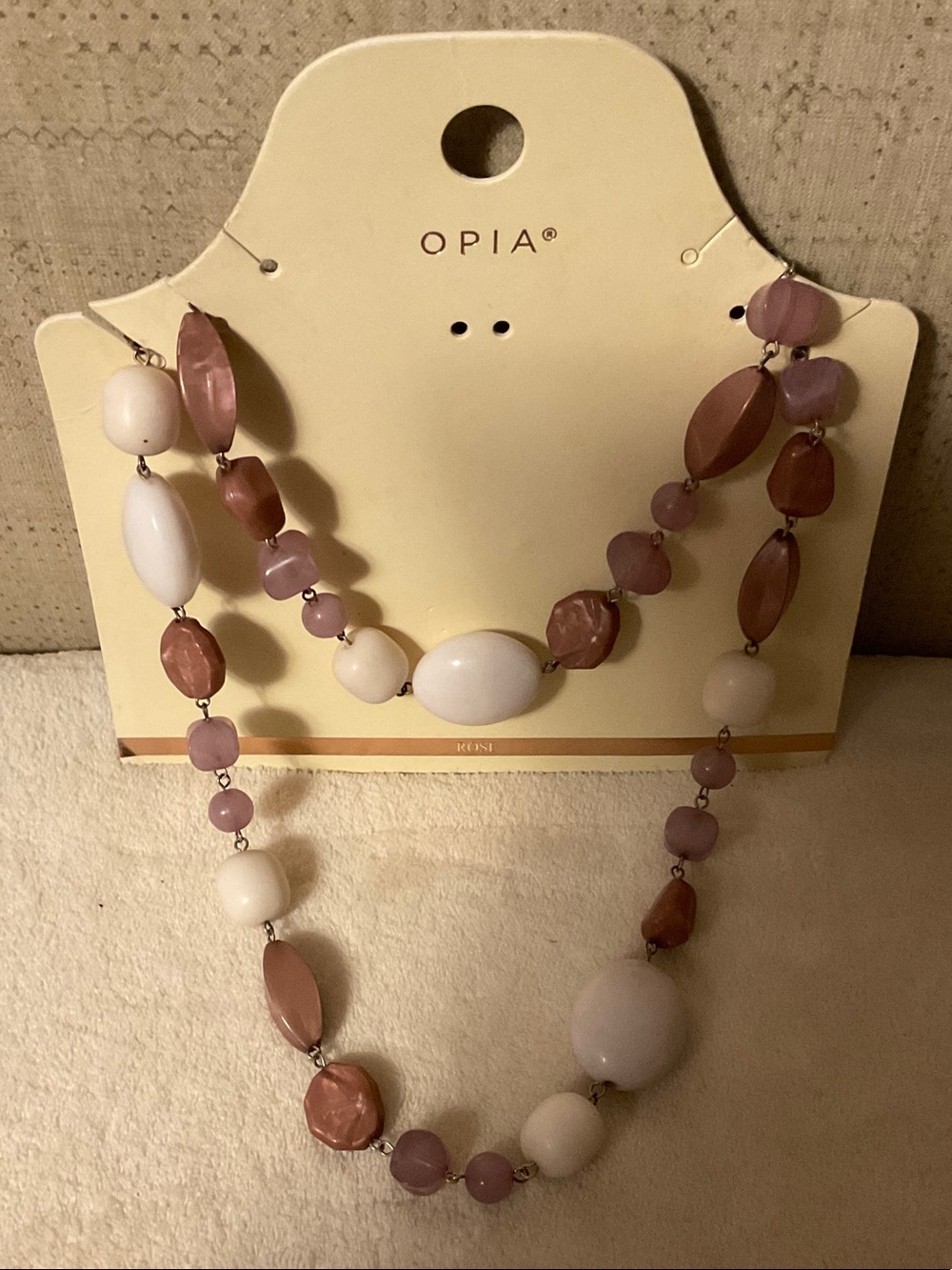 Opia Pink and White Mixed Bead Necklace